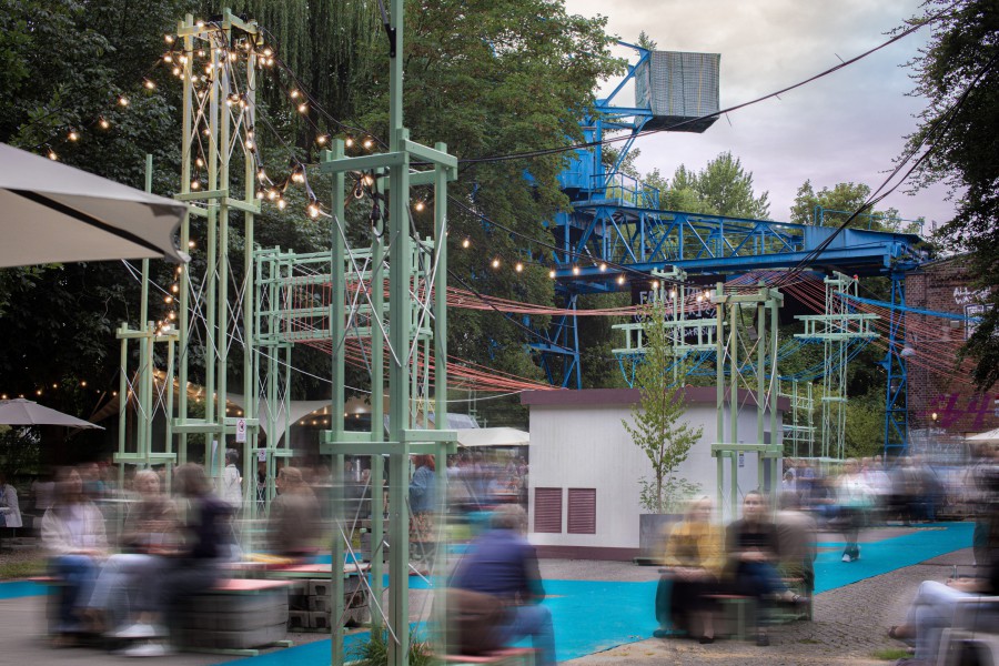 scenography for the festival garden of Internationales Sommerfestival Kampnagel by JASCHA&FRANZ
