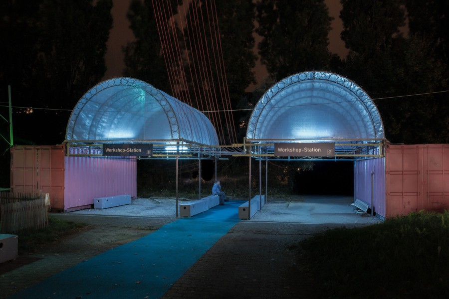 scenography for the festival garden of Internationales Sommerfestival Kampnagel by JASCHA&FRANZ